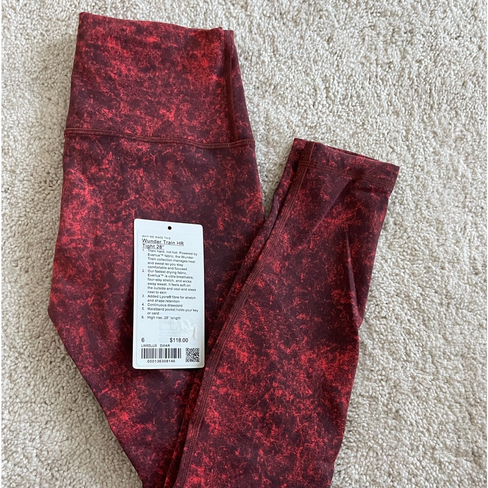 Lululemon Wunder Train 28” leggings in Denim Washed Autumn Red